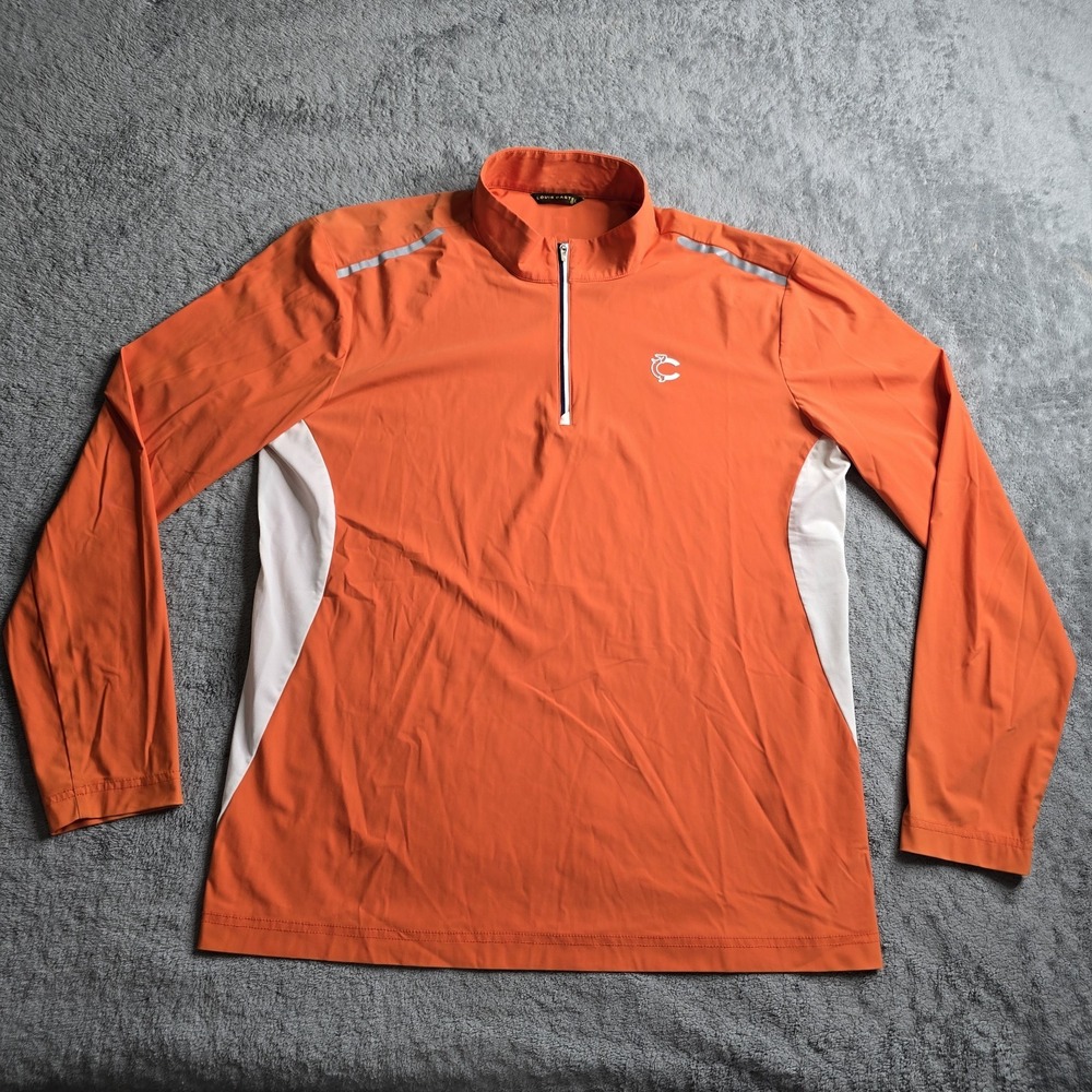 Louis Castel Pullover Shirt Mens Size 105 Orange Long Sleeve 1/4 Zip Golf